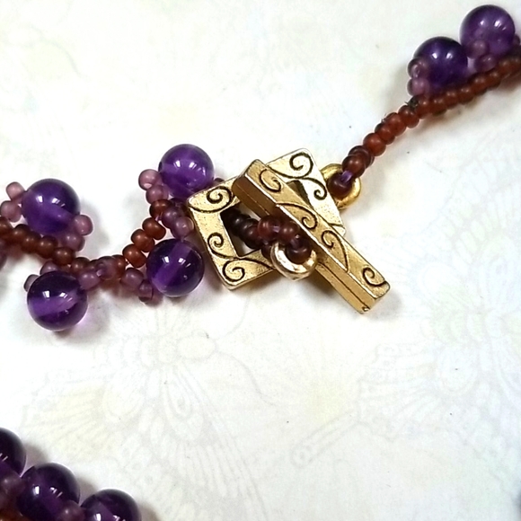 Vintage Hand Crafted Glass Bead Woven Choker Style Necklace - Picture 8 of 16